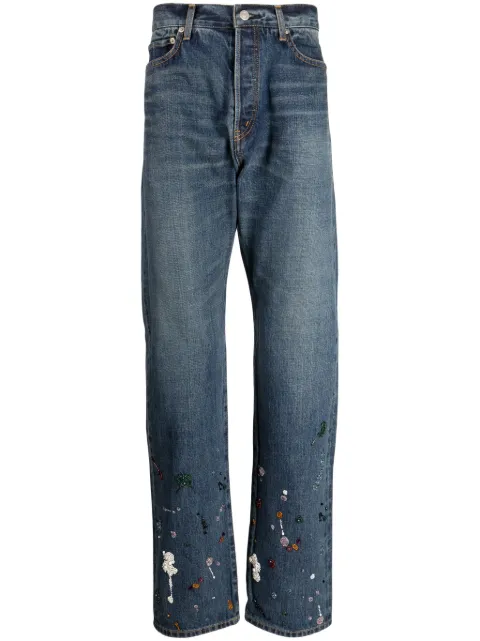 Undercover bead-embellished straight-leg jeans Blue UC2C45091