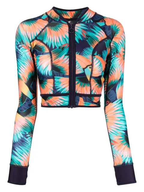 Duskii toucan-print cropped rash guard Multicolour DLR23102T