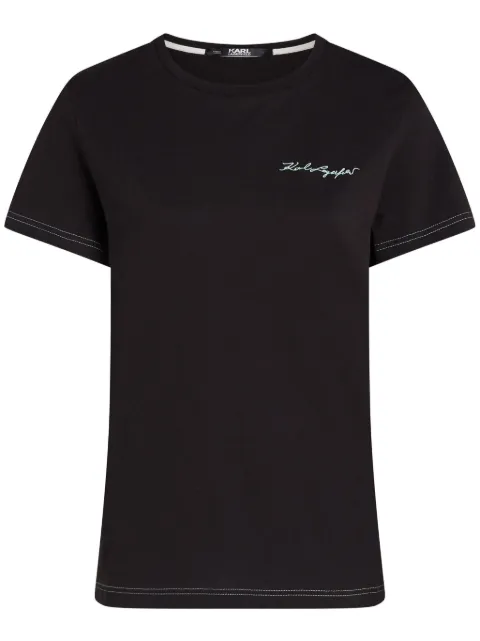 Karl Lagerfeld Signature logo-embroidered T-shirt Black 24UW1735999
