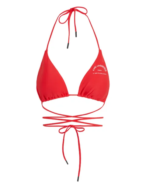 Karl Lagerfeld logo-print triangle bikini top Red 230W2215433