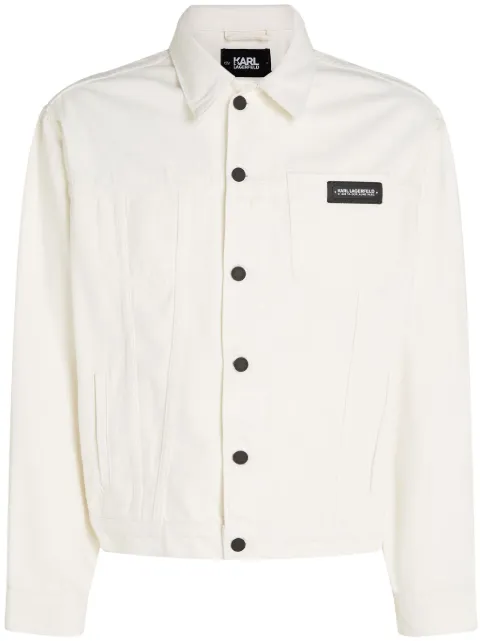 Karl Lagerfeld logo-appliqué denim shirt jacket White 241M1401D22