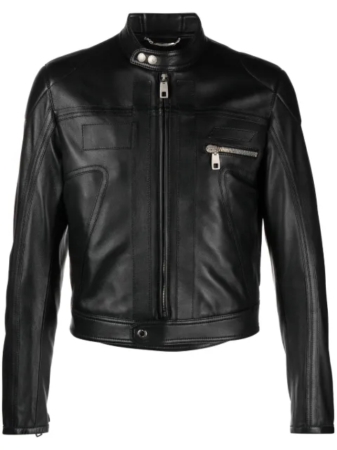 Dolce & Gabbana nappa leather biker jacket Black G9AQYLHULSJ