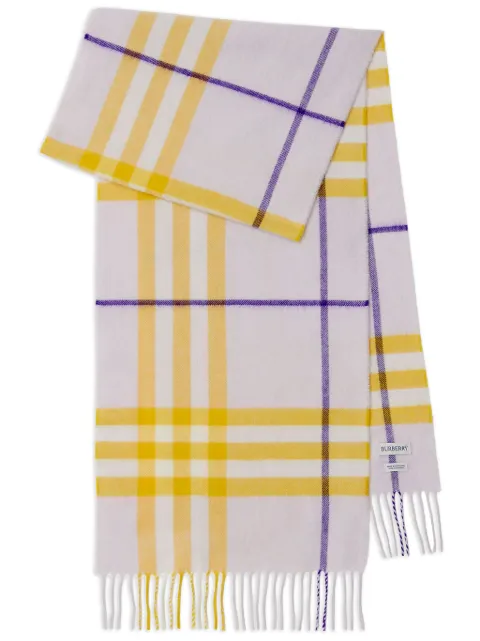 Burberry checked fringed-edge cashmere scarf Purple 8079556