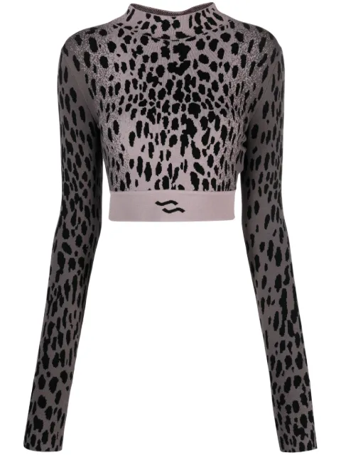 Ssheena hyena-pattern cropped jumper Purple 23FWKANYKANDYFF23001