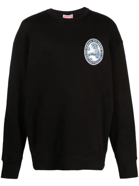 Kenzo logo-patch cotton sweatshirt Black FD65SW0954MB