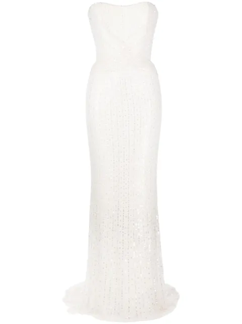 Jenny Packham Mia sequin gathered bridal gown White JPB144