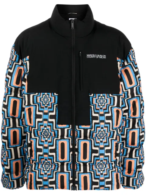 COUNTY OF MILAN geometric-print quilted puffer jacket Black CMEJ001F23FAB0023310