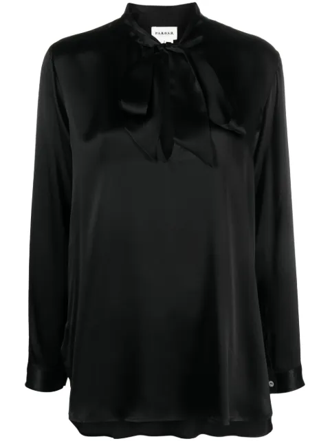 P.A.R.O.S.H. pussy-bow collar silk shirt Black STELLAD380590