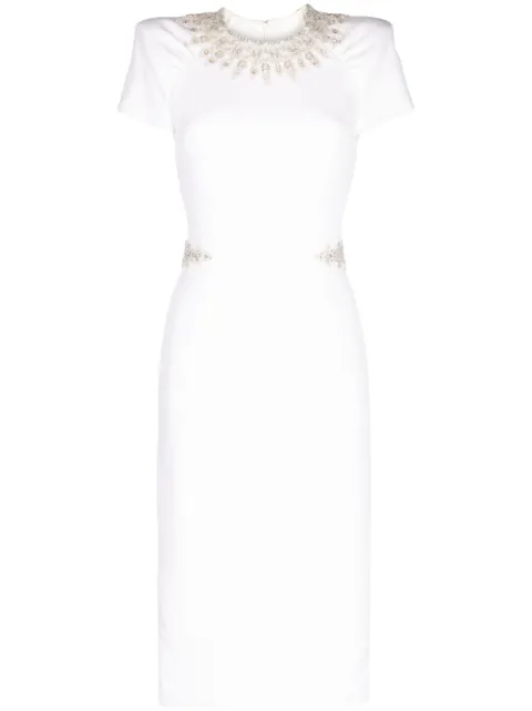 Jenny Packham Ines beaded midi dress White JPB959