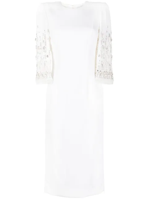 Jenny Packham Ebba crystal-embellished midi dress White JPB960
