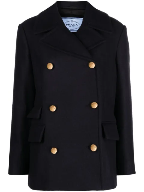 Prada double-breasted wool jacket Blue P649QES23211H4F0008