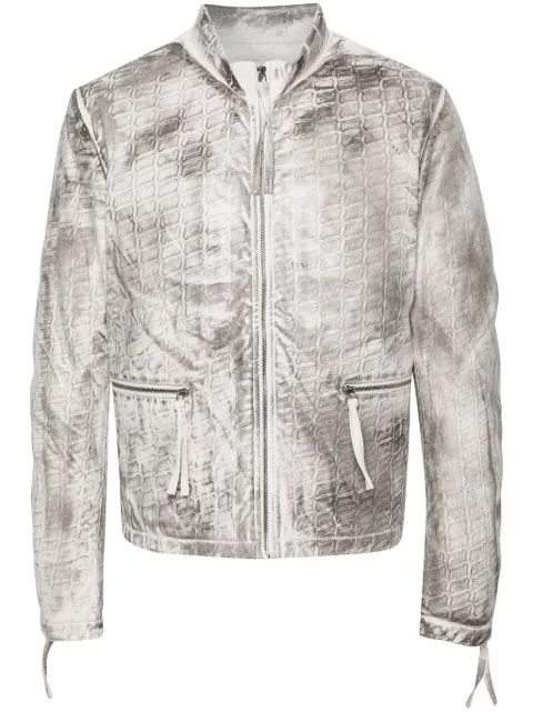 KANGHYUK abstarct-print biker jacket White PU23AWJK09