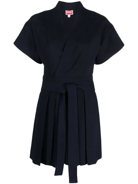 Kenzo pleated wrap minidress Blue FD62RO2539GE