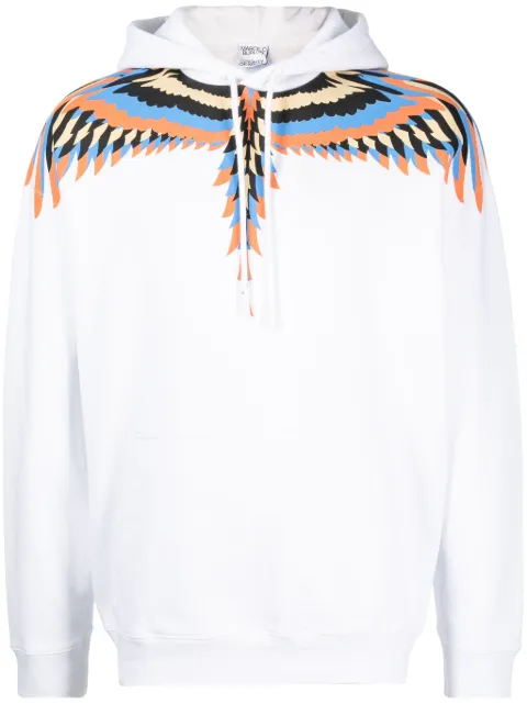 COUNTY OF MILAN Wings-print cotton hoodie White CMBB106F23FLE0010133