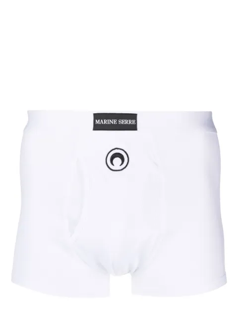 Marine Serre logo-embroidered fine-ribbed boxers White MUW030CJER0011WH10