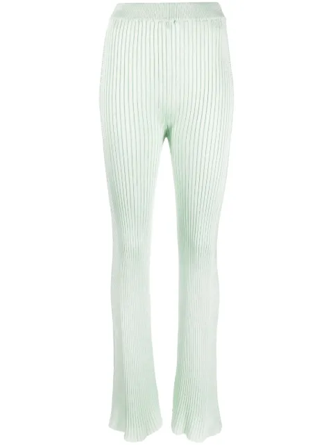 Jil Sander fully-pleated flared-leg trousers Green J02KA0187J18287