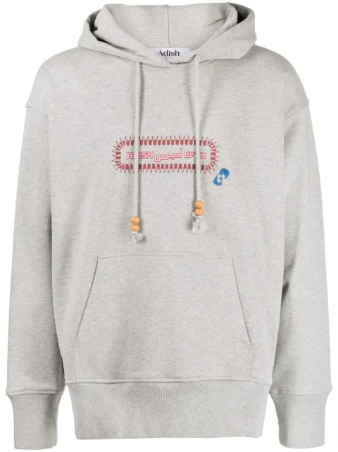 Adish Alkhws logo-print cotton hoodie Grey FW23ABHG002