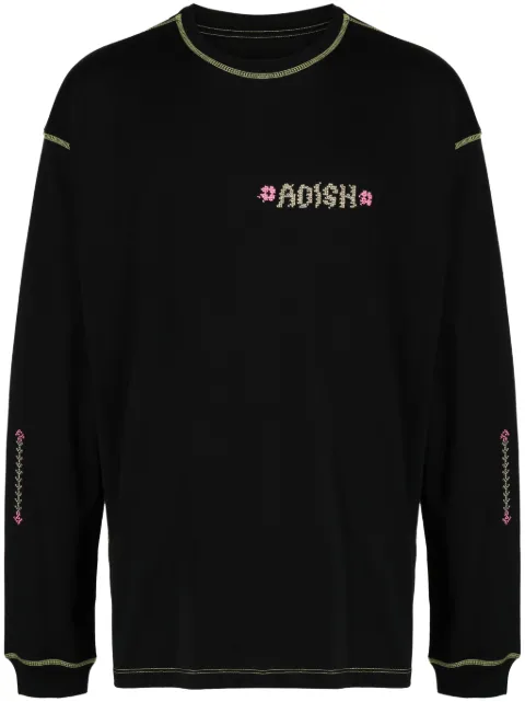 Adish Tatreez logo-embroidered T-shirt Black FW23TLIOSB001