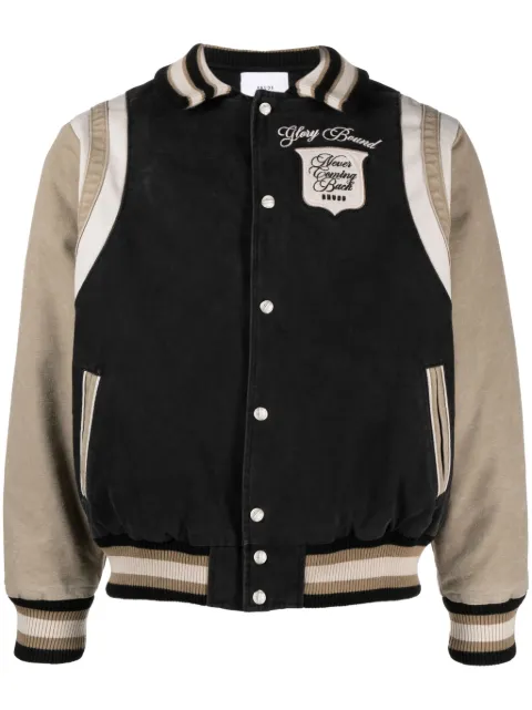RHUDE logo-embroidered canvas bomber jacket Black RHPF23JA16163682