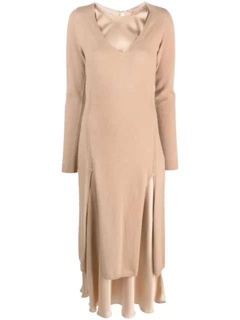 TWINSET long-sleeve layered jumper dress Brown 232TP3210