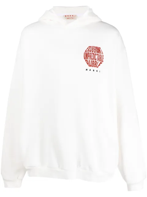 Marni graphic-print cotton hoodie White FUMU0067PFUSCV84