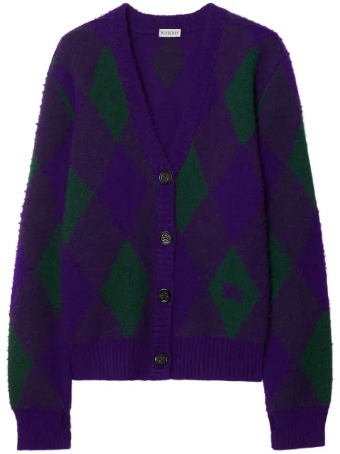 Burberry Argyle-intarsia wool cardigan Purple 8076954