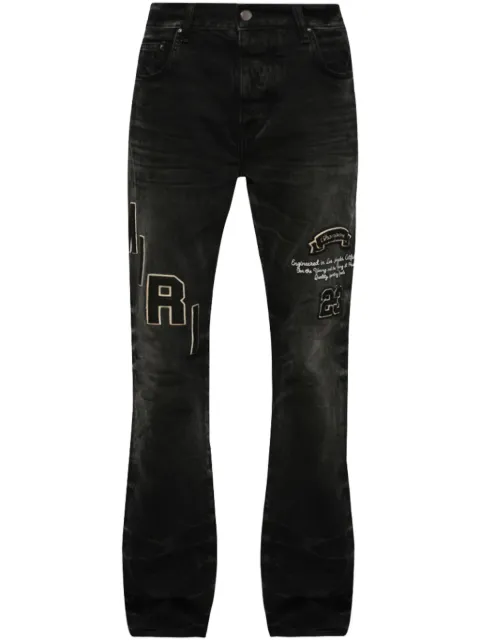 AMIRI logo-patch distressed jeans Black AW23MDF004