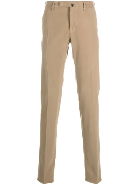 Incotex tapered-leg velour trousers Neutrals 1W00304025B