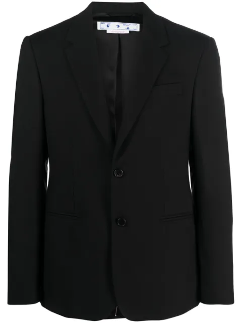 Off-White slogan-print virgin wool blazer Black OMEN040C99FAB0021001