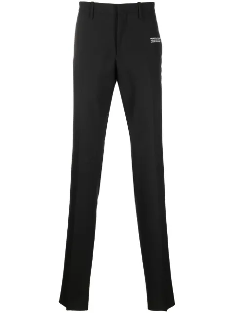 Off-White logo-print tailored trousers Black OMCA211C99FAB0021001