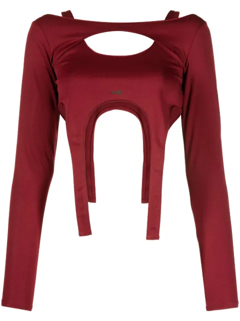 HELIOT EMIL layered long-sleeved crop top Red HEW13051