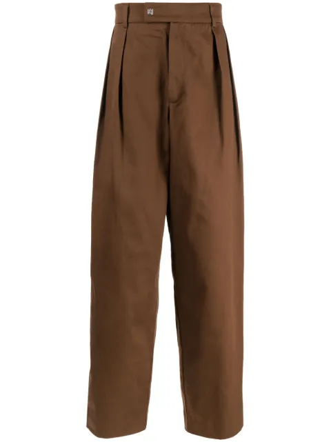 AMIRI pleat-detailing cotton straight trousers Brown AW23MAW093