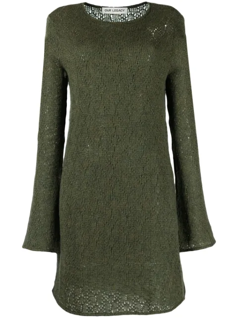 OUR LEGACY Two Face crochet-knit minidress Green W4236TM