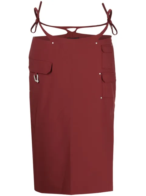 HELIOT EMIL cut-out detailing midi skirt Red HEW12024