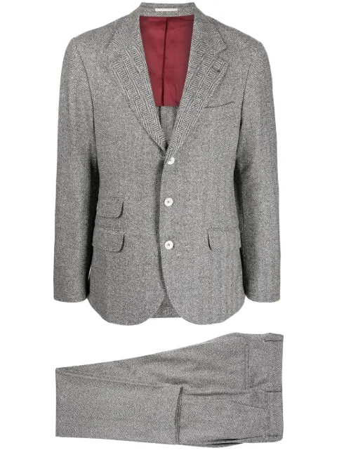 Brunello Cucinelli wool-blend herringbone two-piece suit Black MQ423LDWHC002