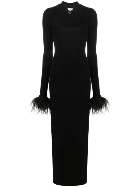 MANURÍ Cindy square-neck long dress Black MRAW2324DN051
