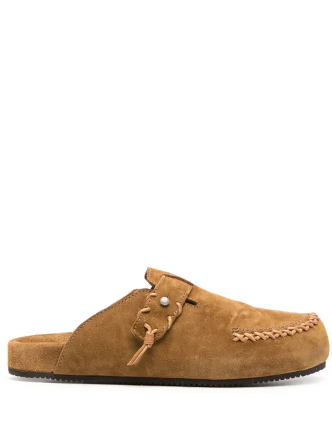Buttero decorative-stitching suede slippers Brown B10550GORHUG