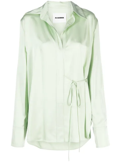 Jil Sander wrap satin shirt Green J02DL0136J65022