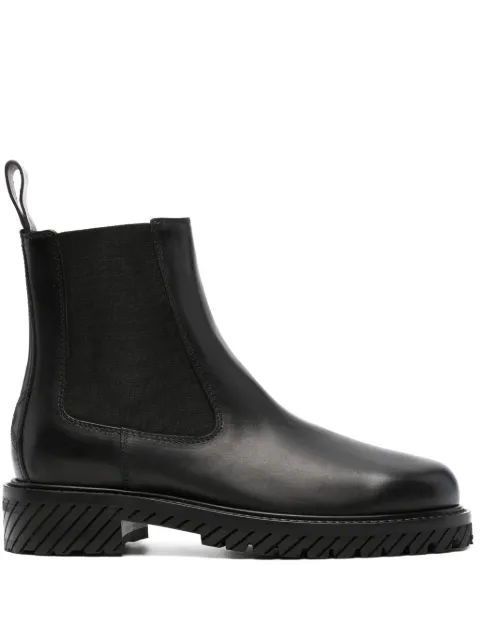 Off-White round-toe leather ankle boots Black OMID026F23LEA0011010