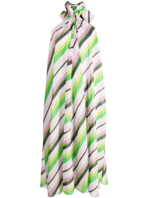 GANNI striped halterneck midi dress Pink F8064