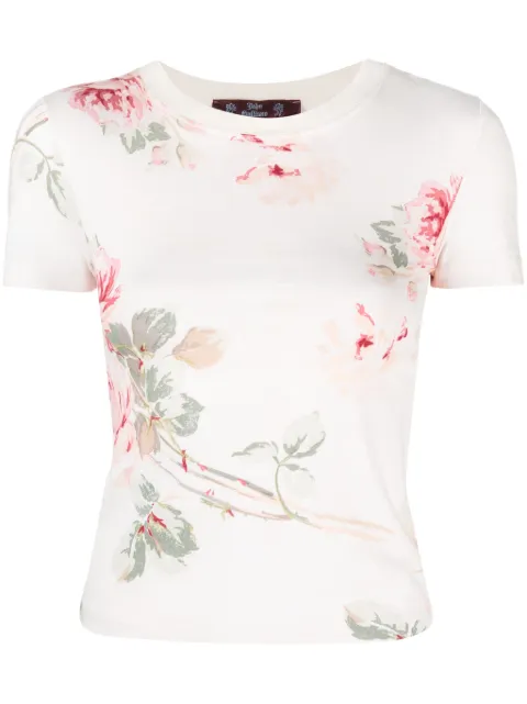 John Galliano Pre-Owned 1990s floral-print T-shirt Neutrals HOLAGAL126A