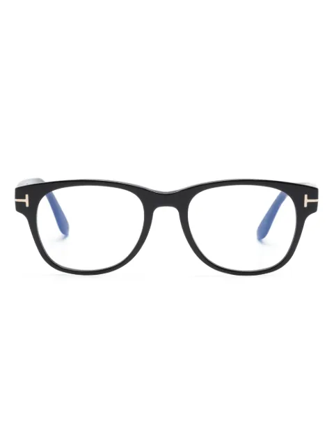 TOM FORD Eyewear FT5898B logo-engraved round-frame glasses Black FT5898B