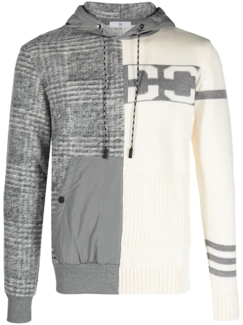 PMD panelled intarsia-knit hoodie Grey F24MGA102ANTAMO