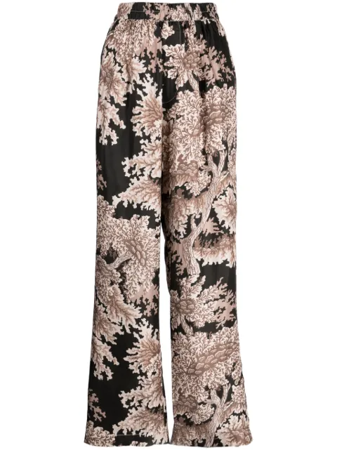 Biyan floral-print silk palazzo trousers Brown PBFW23008
