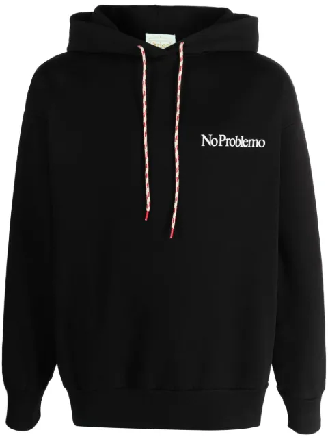 Aries slogan-print cotton hoodie Black FUAR20017