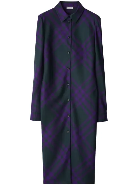 Burberry checked wool shirtdress Green 8076743