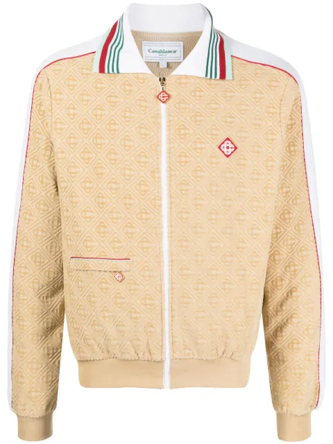 Casablanca monogram-jacquard velour zip-up jacket Neutrals MF23JTP179
