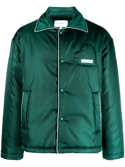 Casablanca logo-patch padded satin jacket Green MF23OT074