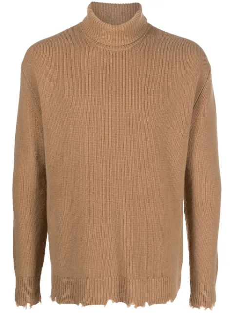 Laneus ripped wool sweatshirt Brown MGU1442