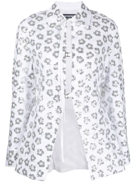 Jacquemus La Chemise Lavoir Brodée embellished shirt White 233SH04814541EH